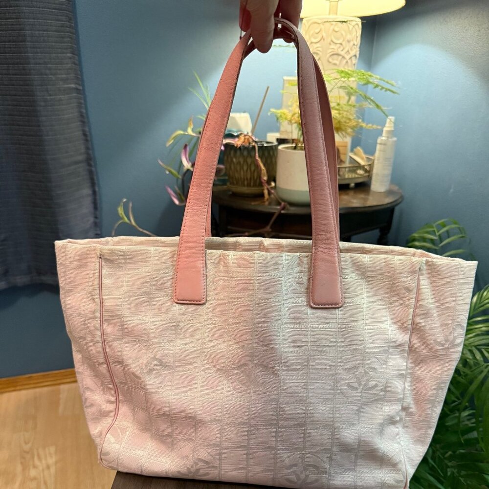 CHANEL Pink Canvas & Leather Tote